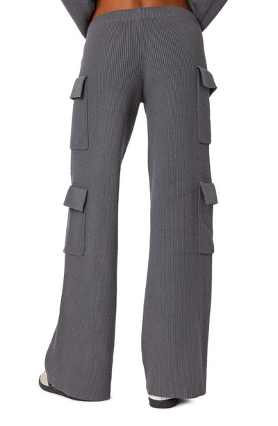 Shop Edikted Wynter Drawstring Cargo Sweater Pants In Gray