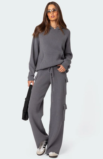 Edikted Wynter Drawstring Cargo Sweater Pants In Gray