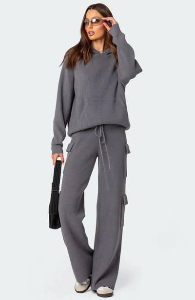 Edikted Wynter Drawstring Cargo Sweater Pants In Gray
