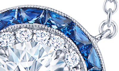 Kwiat Diamond & Sapphire Halo Pendant Necklace In White 0.95 Cts