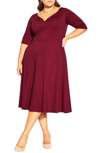 Shop City Chic Cute Girl Fit & Flare Dress In Ox Blood Red