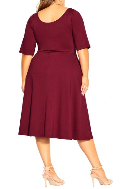 Shop City Chic Cute Girl Fit & Flare Dress In Ox Blood Red