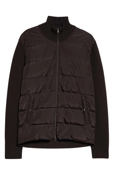 Shop Herno Quilted & Knit Bomber Jacket In Marrone Scuro