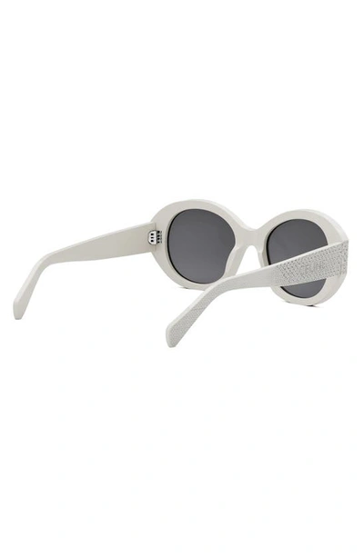 Shop Celine Strass 53mm Round Sunglasses In Ivory / Smoke