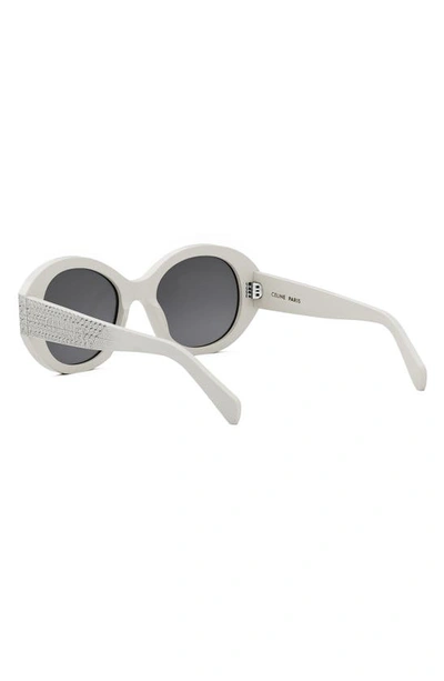 Shop Celine Strass 53mm Round Sunglasses In Ivory / Smoke
