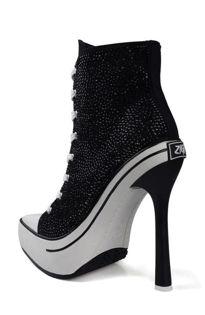 Zigi Adiel Platform Bootie In Black Canvas