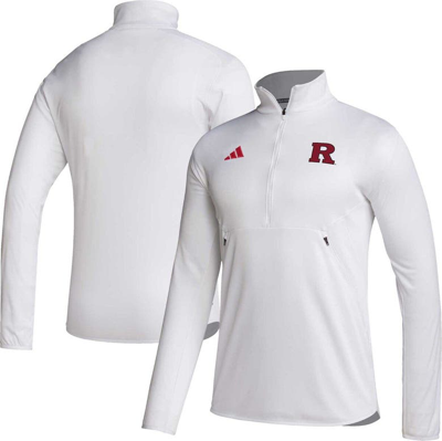 Shop Adidas Originals Adidas White Rutgers Scarlet Knights 2023 Sideline Aeroready Half-zip Top