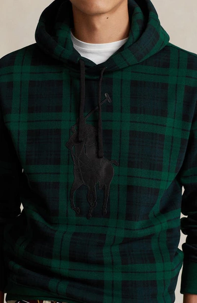 Shop Polo Ralph Lauren Heavyweight Magic Fleece Appliqué Hoodie In Tartan