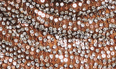 Shop Retroféte Eleanor Crystal Embellished Crop Halter Top In Tannin/ Silver