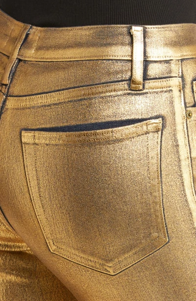Shop Frame Le High Crop Straight Leg Jeans In Gold Chrome