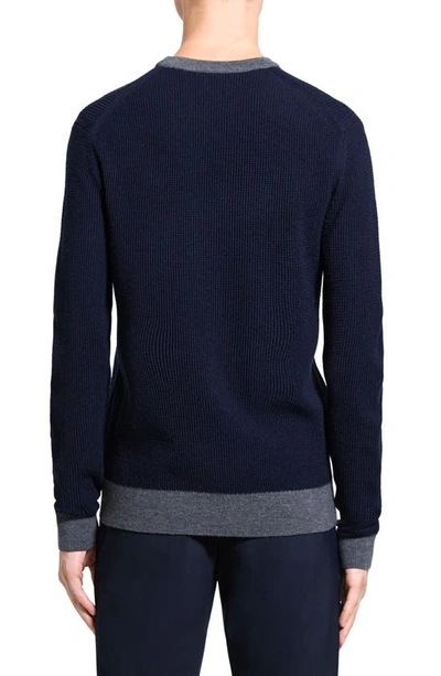 Shop Theory Maden Novo Merino Wool Blend Crewneck Sweater In Baltic/ Pestle Melange