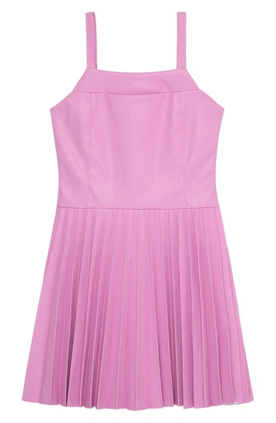 Shop Truce Kids' Pleated Faux Leather Dress In Violet