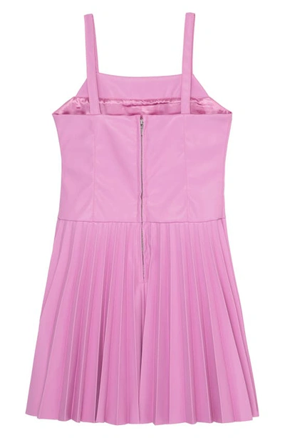 Shop Truce Kids' Pleated Faux Leather Dress In Violet