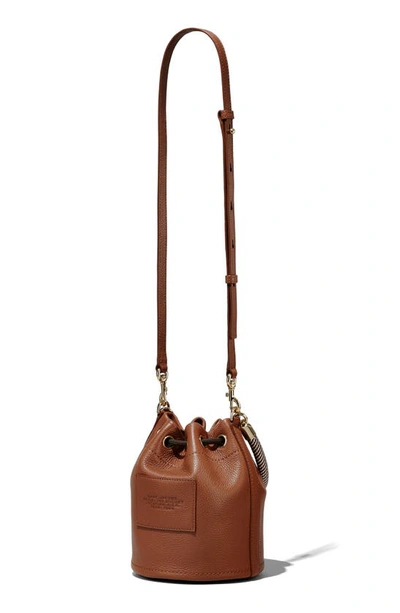 Marc Jacobs 'the Bucket' Brown Crossbody Bag With Embossed Logo On The Front In Argan Oil