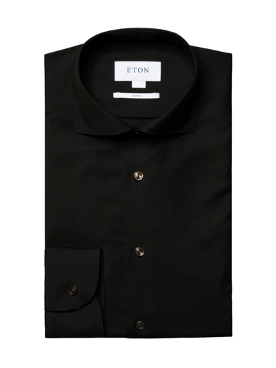 Shop Eton Men's Contemporary Fit Merino Wool Shirt In Black