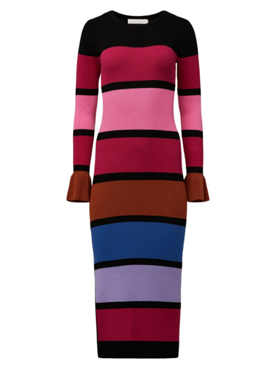 Shop Rachel Parcell Women's Colorblocked Striped Midi-dress In Neutral
