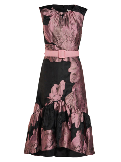 Shop Kay Unger Women's Beatrix Floral Organza Midi-dress In Primrose Black