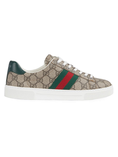 Shop Gucci Women's Ace Monogram Sneakers In Beige
