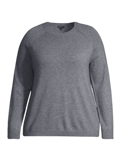 Shop Minnie Rose, Plus Size Women's Plus Size Shrunken Cashmere Crewneck Sweater In Grey Shadow