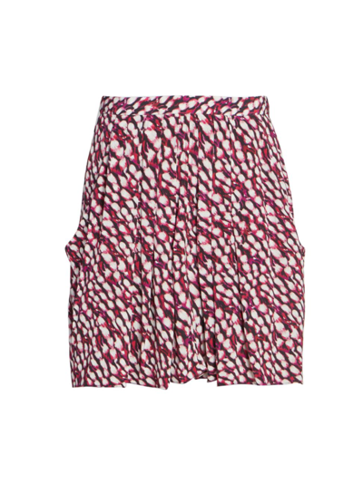Shop Isabel Marant Étoile Women's Violaine Abstract-print Pleated Miniskirt In Raspberry