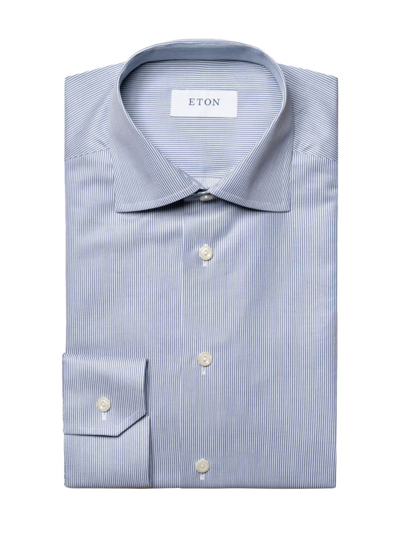Shop Eton Men's Slim-fit Striped Shirt In Blue