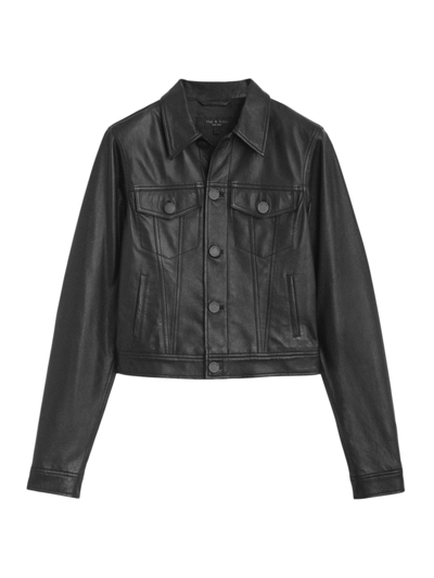 Shop Rag & Bone Women's Debbie Leather Jacket In Black