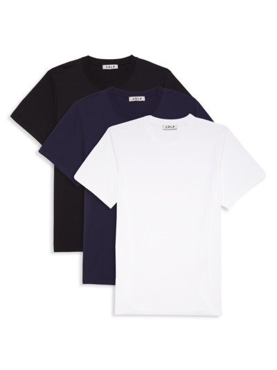 Shop Cdlp Men's Midweight 3-piece Cotton-blend T-shirt Set In White Navy Blue Black