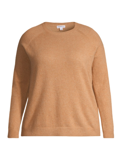 Shop Minnie Rose, Plus Size Women's Plus Size Shrunken Cashmere Crewneck Sweater In Camel