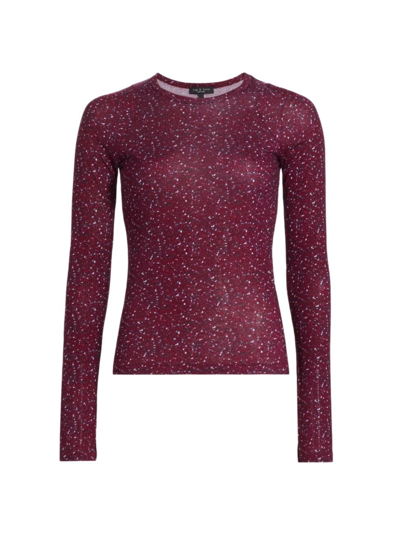 Shop Rag & Bone Women's Shaw Cotton-blend Crewneck Long-sleeve Sweater In Burgundy Multi
