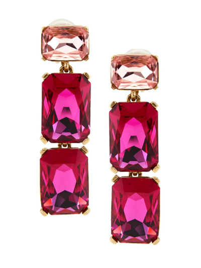 Shop Oscar De La Renta Women's Goldtone & Crystal Linear Drop Earrings In Rose Multi