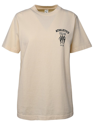 Shop Sporty And Rich Sporty & Rich Athletics Logo Printed T In Beige