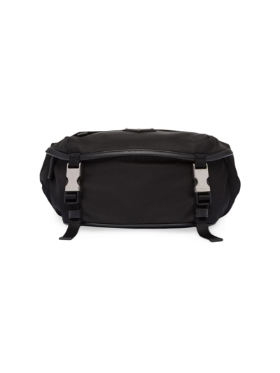 Shop Prada Men's Re-nylon And Saffiano Leather Shoulder Bag In Black