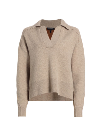 Shop Rag & Bone Women's Bridget Wool-blend Long-sleeve Sweater In Oatmeal