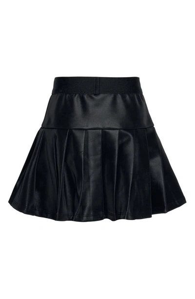Shop Truly Me Kids' Pleated Faux Leather Skirt In Black