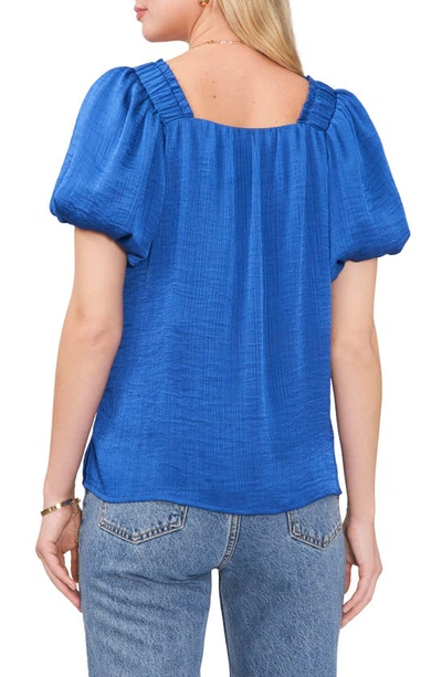 Vince Camuto Square Neck Textured Satin Top In Sapphire Blue
