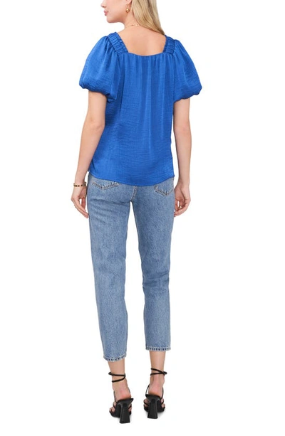 Vince Camuto Square Neck Textured Satin Top In Sapphire Blue