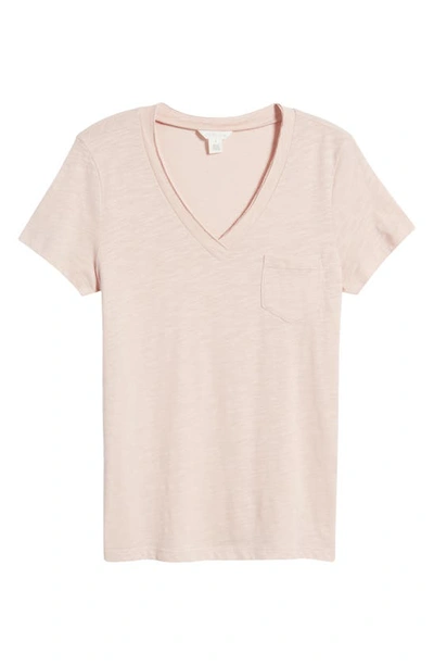 Shop Caslon V-neck Short Sleeve Pocket T-shirt In Pink Smoke