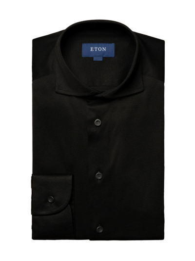 Shop Eton Men's Contemporary Fit Luxe Knit Shirt In Black