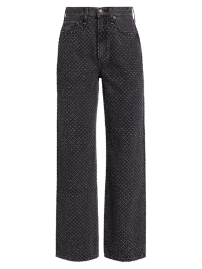 Shop Rag & Bone Women's Logan Straight-leg Jeans In Black Tweed