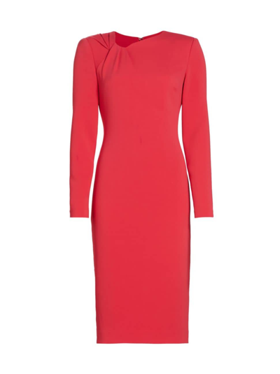 Shop Badgley Mischka Women's Pleated Crepe Midi-dress In Red