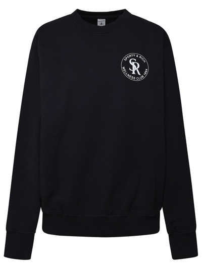 Shop Sporty And Rich Sporty & Rich S&r Logo Printed Sweatshirt In Black