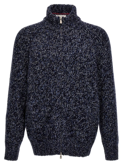 Shop Brunello Cucinelli Wool Cardigan Sweater, Cardigans In Blue