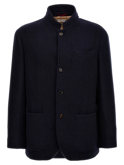 Shop Brunello Cucinelli Single-breasted Cashmere Jacket Casual Jackets, Parka In Blue