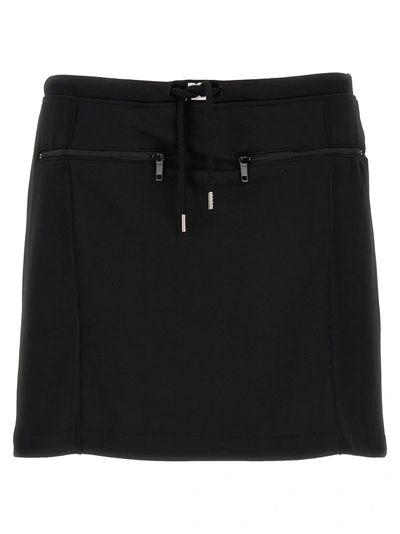 Courrèges Logo-patch Drawstring-waist Miniskirt In Black