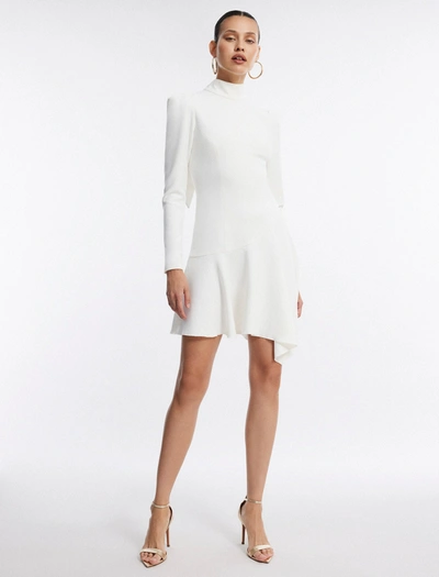 Shop Bcbgmaxazria Guinevere Neck-tie Mini Dress In Cloudy White