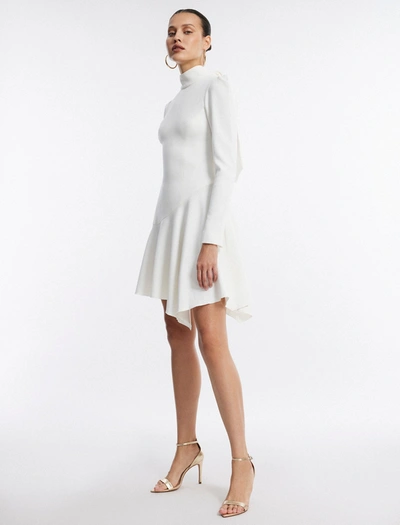Shop Bcbgmaxazria Guinevere Neck-tie Mini Dress In Cloudy White
