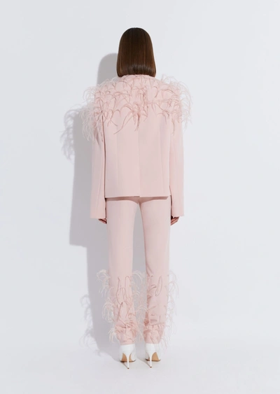 Lapointe Matte Crepe Slim Trouser With Feather Embroidery In 14