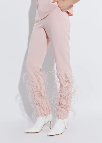 Lapointe Matte Crepe Slim Trouser With Feather Embroidery In 14