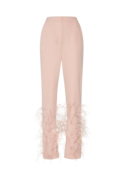 Shop Lapointe Matte Crepe Slim Trouser With Feather Embroidery In 14