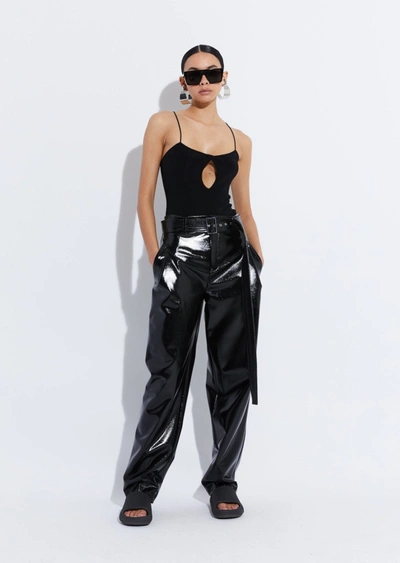 Shop Lapointe Patent Faux Leather Belted Trouser In 14